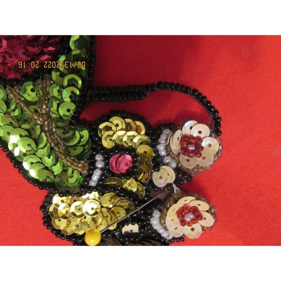 Vintage Mickey Mouse Applique Roller Skates sequence green purple beaded eyes - Picture 3 of 5